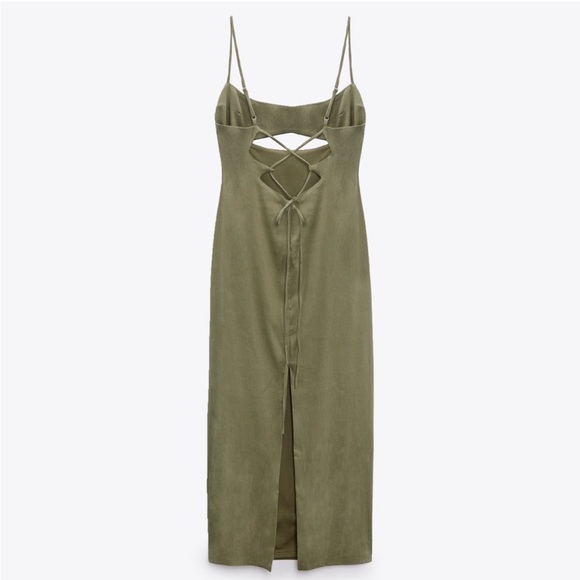 NWT Zara Cut Out Linen Blend Dress - Picture 3 of 13